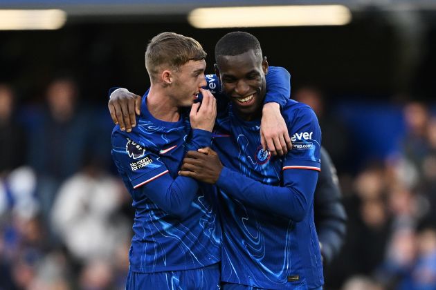 Cole Palmer and Nicolas Jackson celebrate together. (Photo by Mike Hewitt/Getty Images)