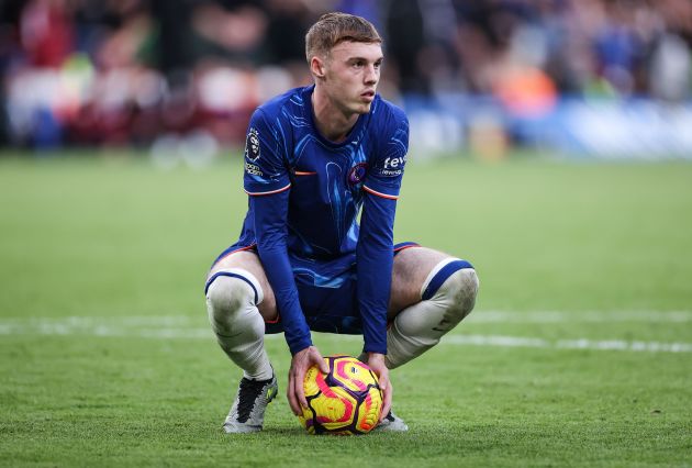 Cole Palmer waits with the ball. (Photo by Ryan Pierse/Getty Images)