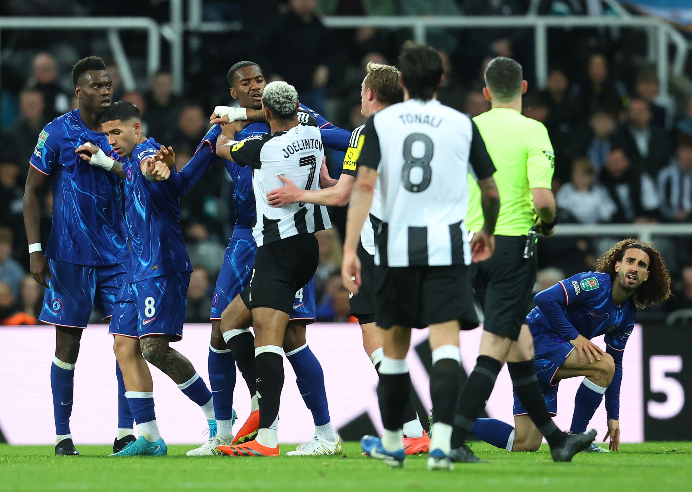 Tosin Adarabioyo clashes with Joelinton