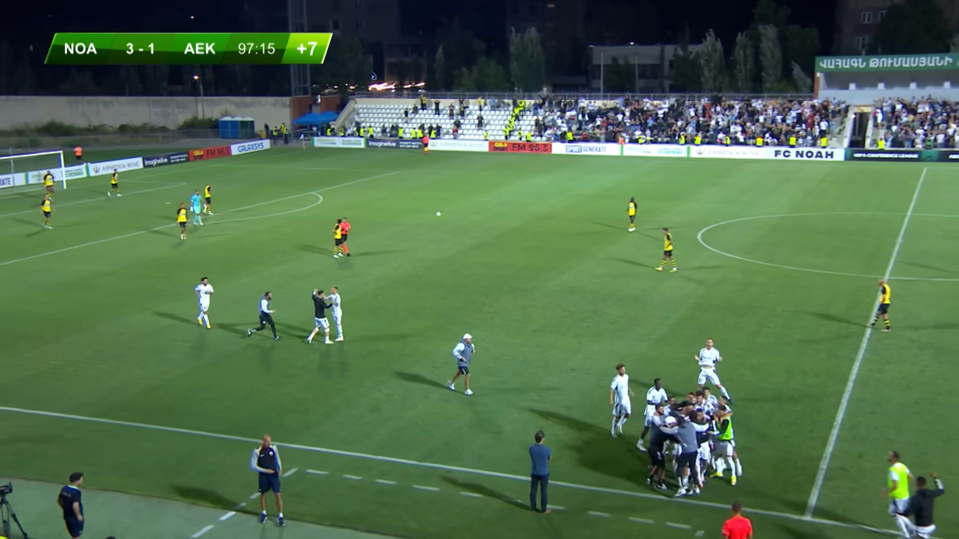 Celebrations on the pitch after Noah's win over AEK in August.