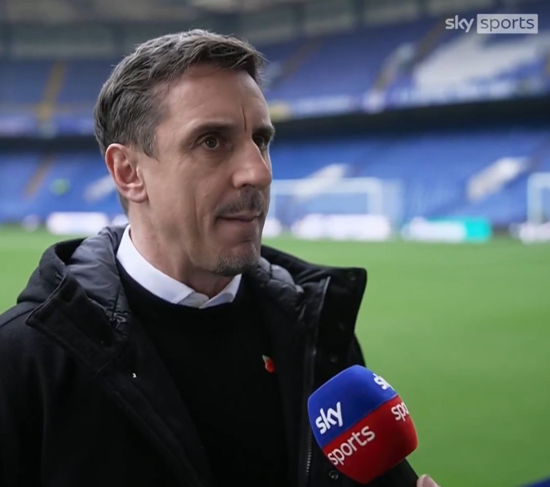 Gary Neville on the touchline at Chelsea.