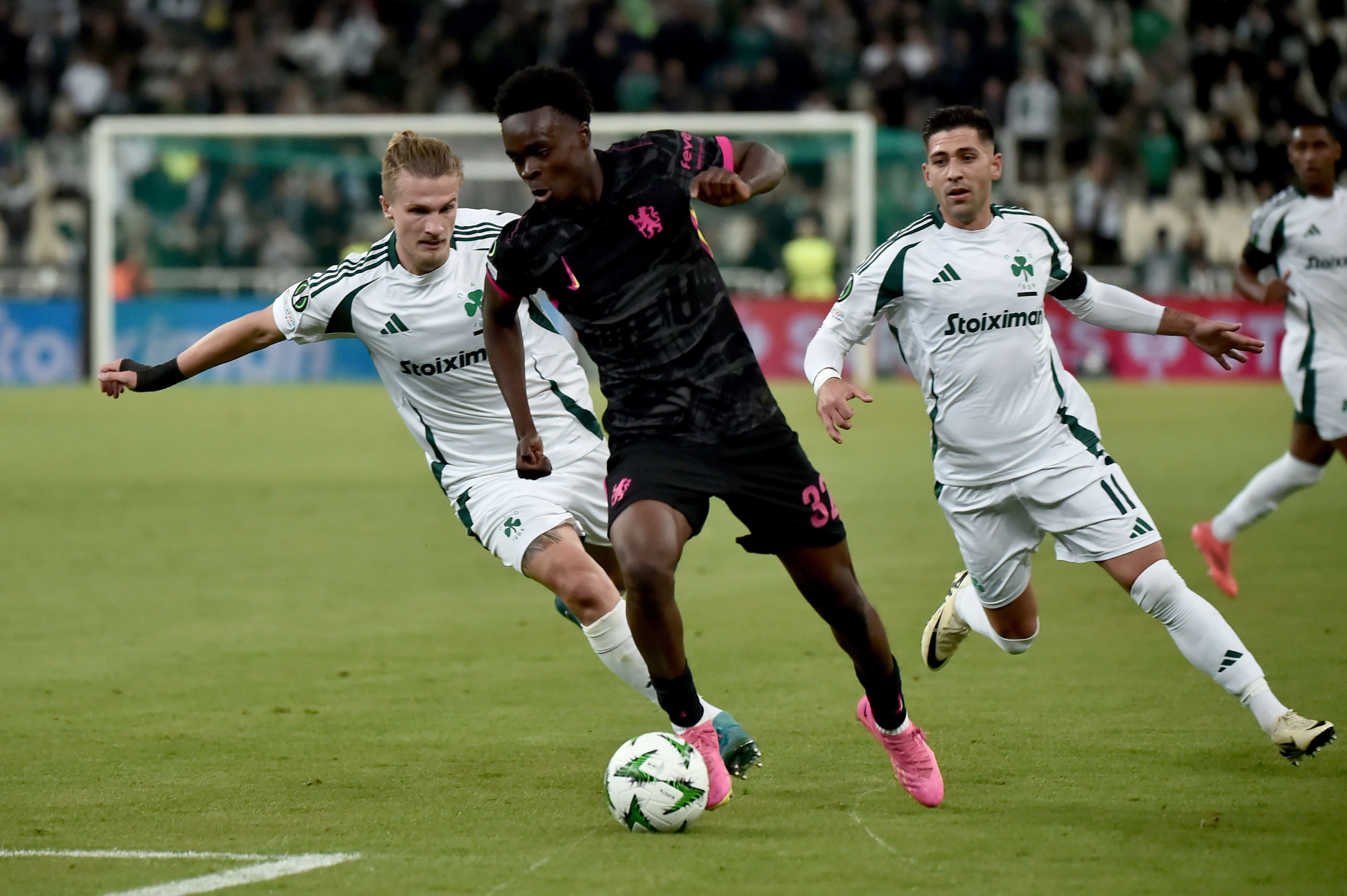 Tyrique George in action against Panathinaikos (Photo by Milos Bicanski/Getty Images)