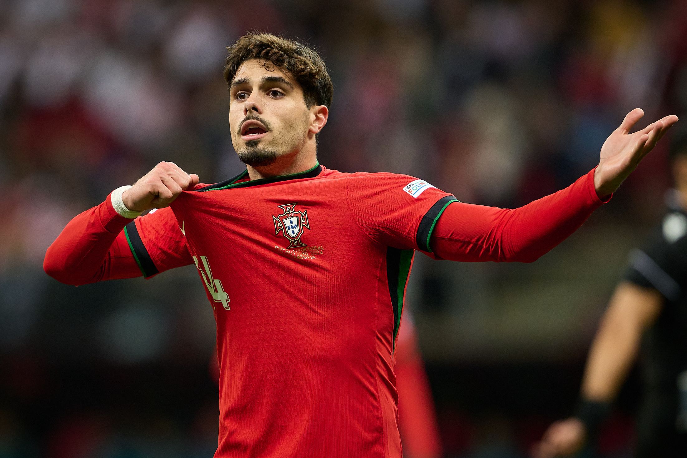 Pedro Neto in action for Portugal. (Photo by Rafal Oleksiewicz/Getty 