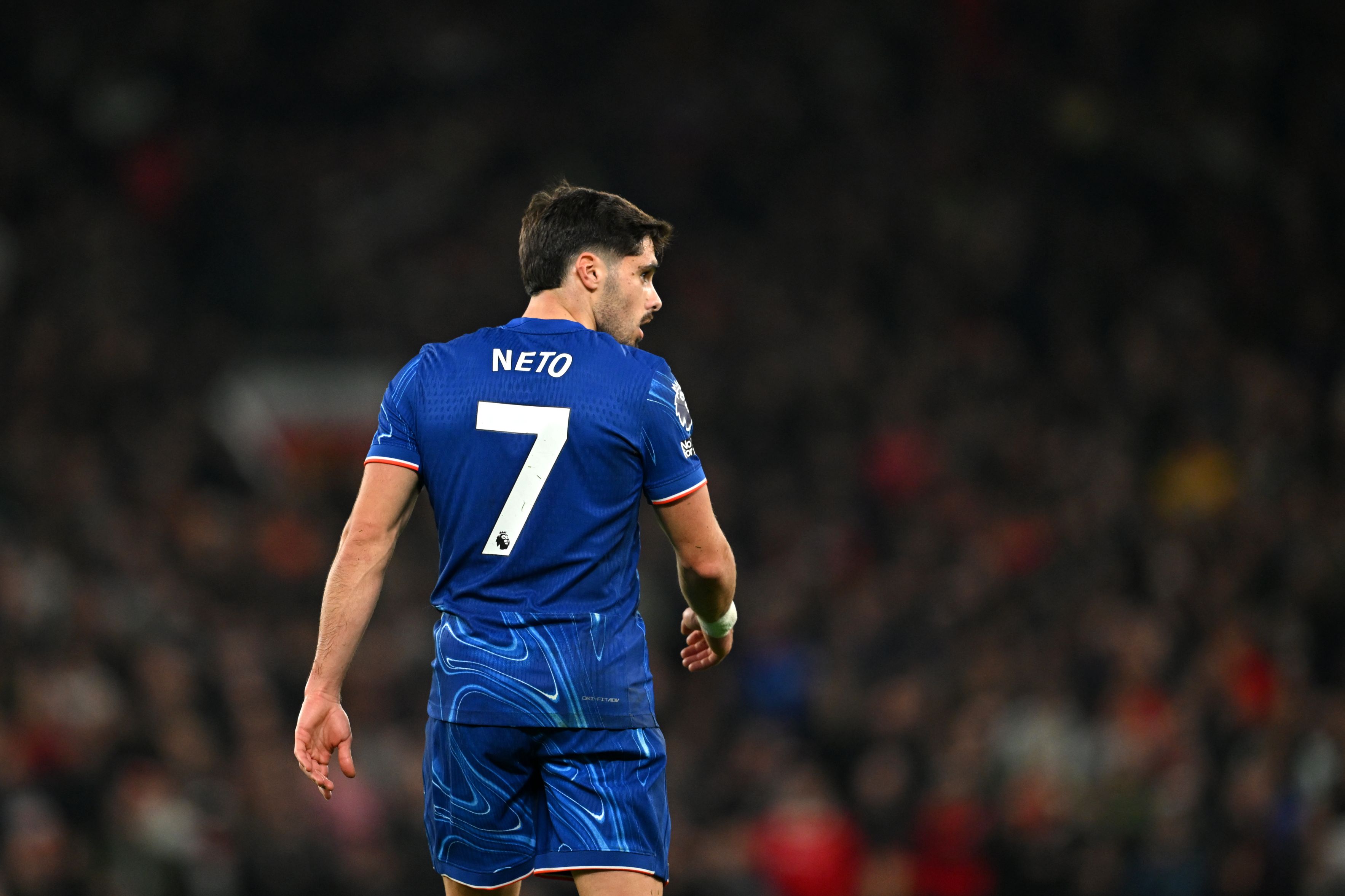 Pedro Neto in action for Chelsea against Manchester United. (Photo by Michael Regan/Getty Images)