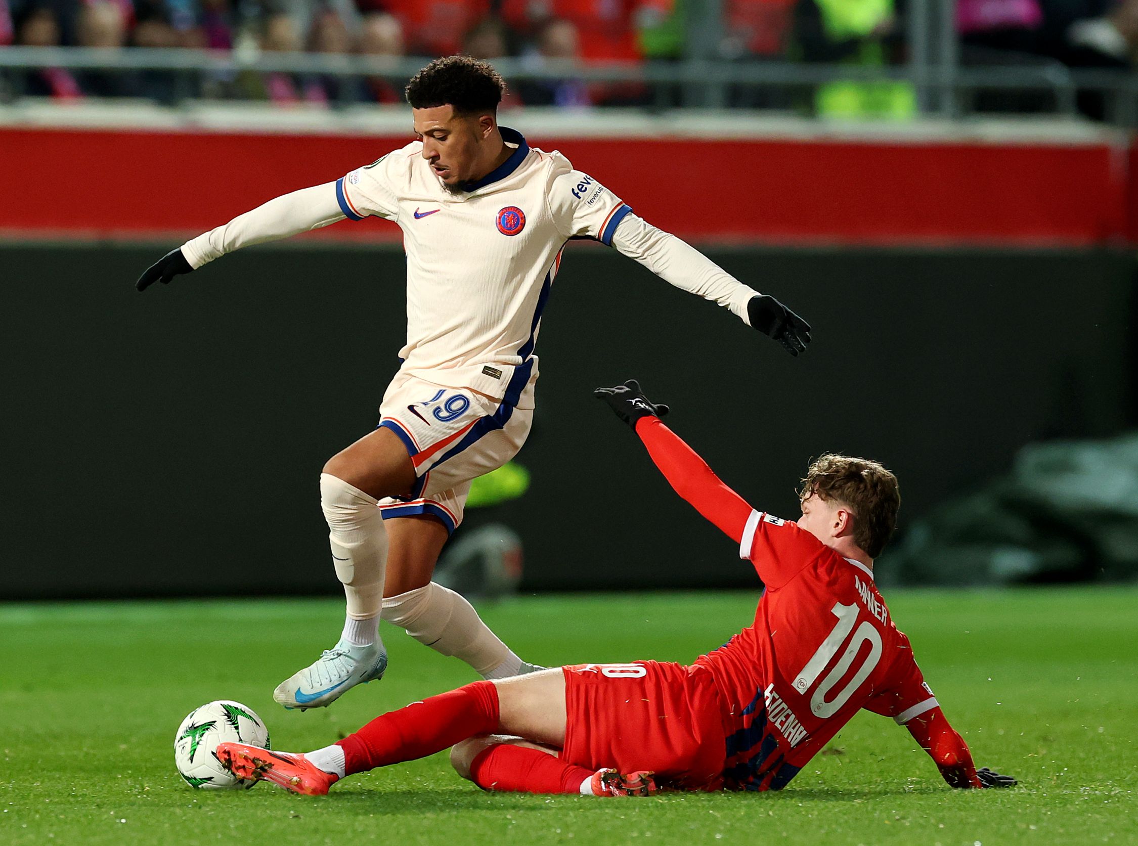 Jadon Sancho dances through the Heidenheim defence. (Photo by Alexander Hassenstein/Getty Images)