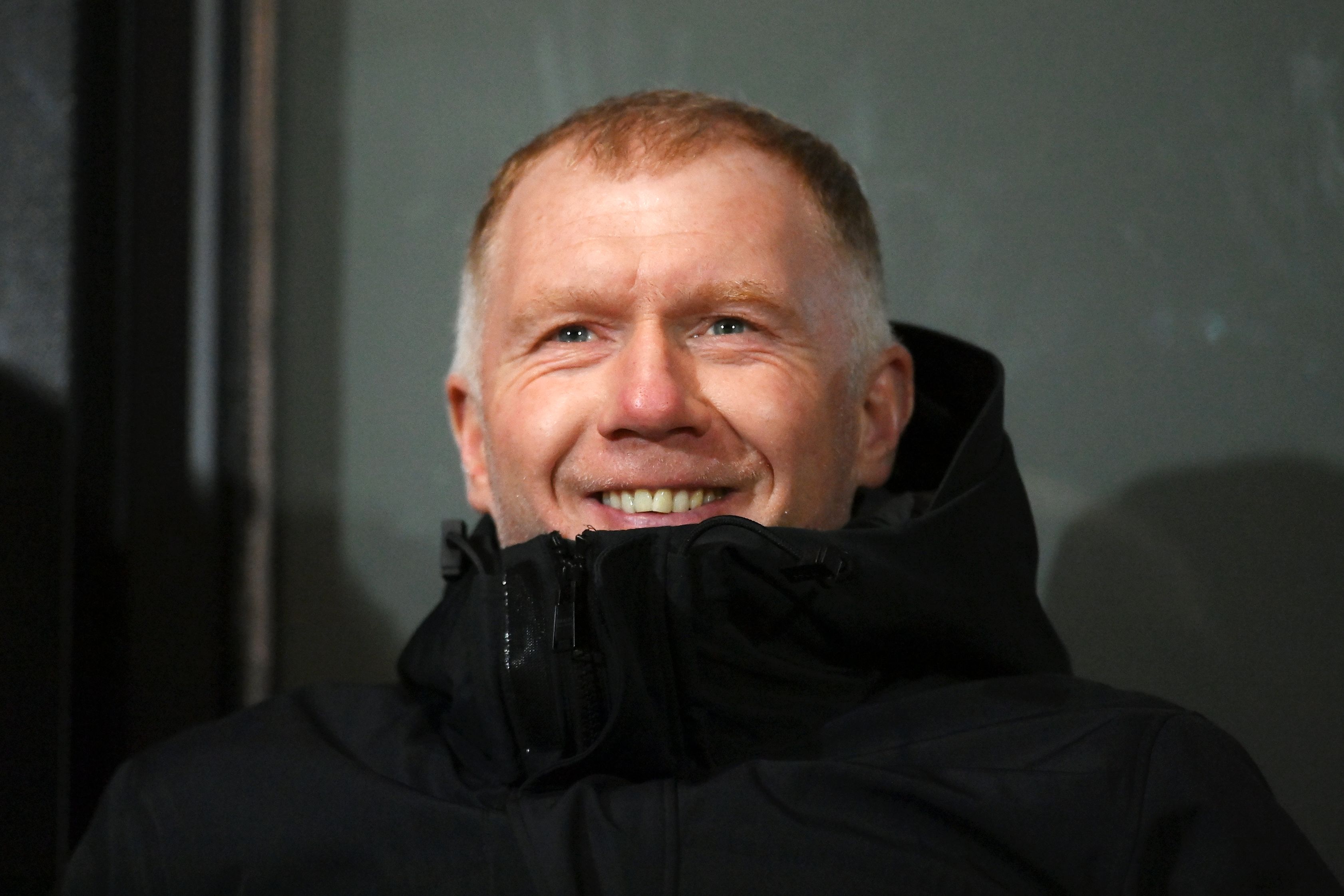 Paul Scholes watches Salford City in action. (Photo by Ben Roberts Photo/Getty Images)