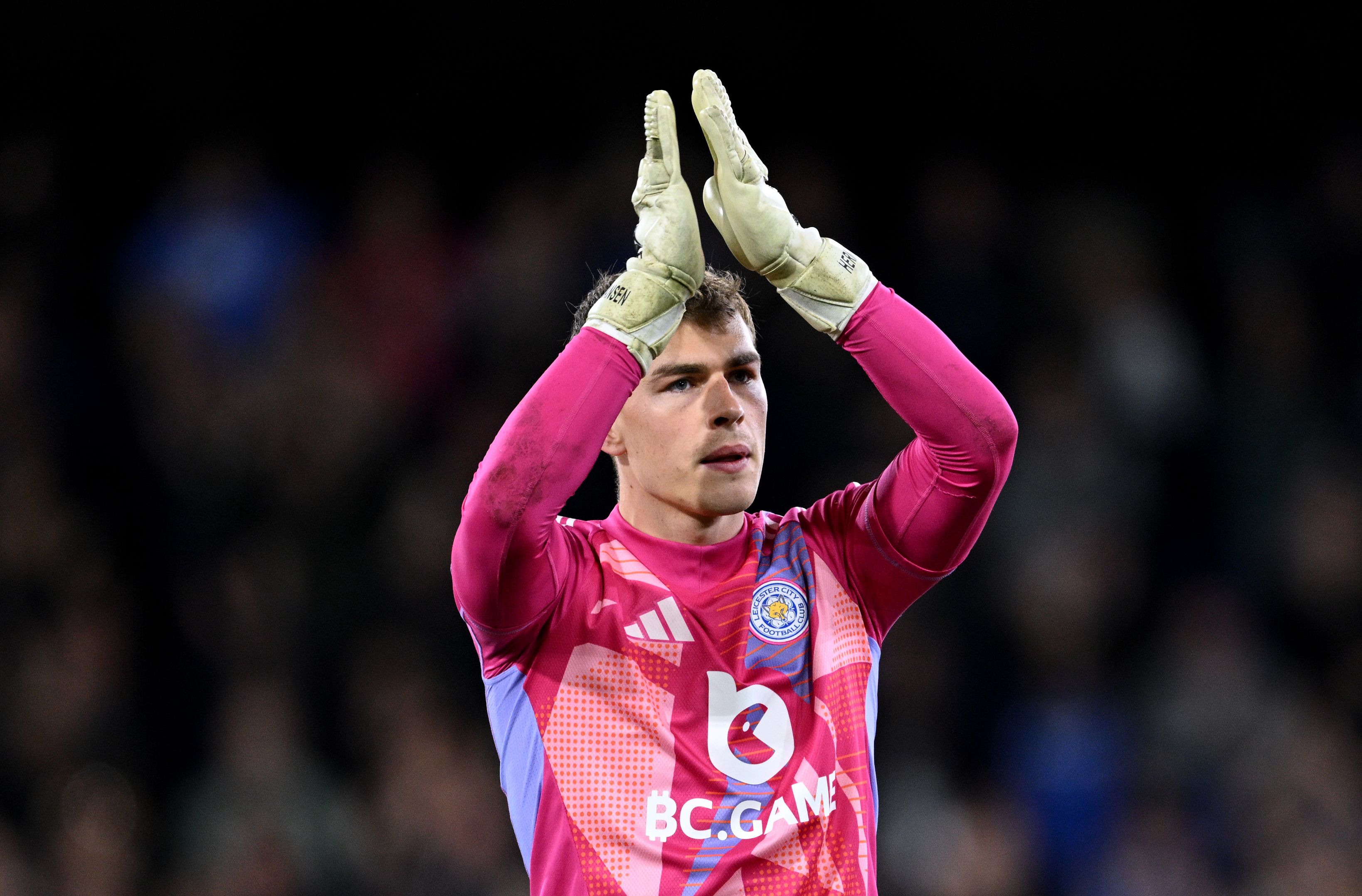 Mads Hermansen playing for Leicester. (Photo by Justin Setterfield/Getty Images)