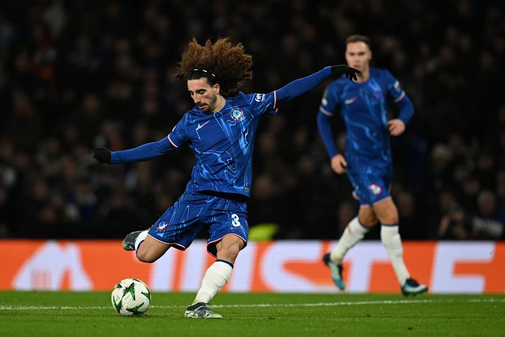 Marc Cucurella scores against Shamrock Rovers last night. (Photo by Darren Walsh/Chelsea FC)