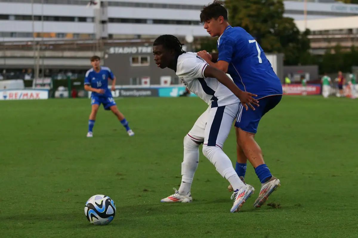 Jeremy Monga during the Friendly Match between Italy U16 and England U16. (Photo by Paolo Bruno/Getty Images)