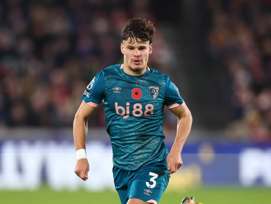 Milos Kerkez in action for Bournemouth. (Photo by Marc Atkins/Getty Images)