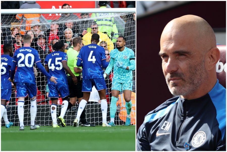 Chelsea's Robert Sanchez and Enzo Maresca (Photo by Carl Recine, Henry Browne/Getty Images)