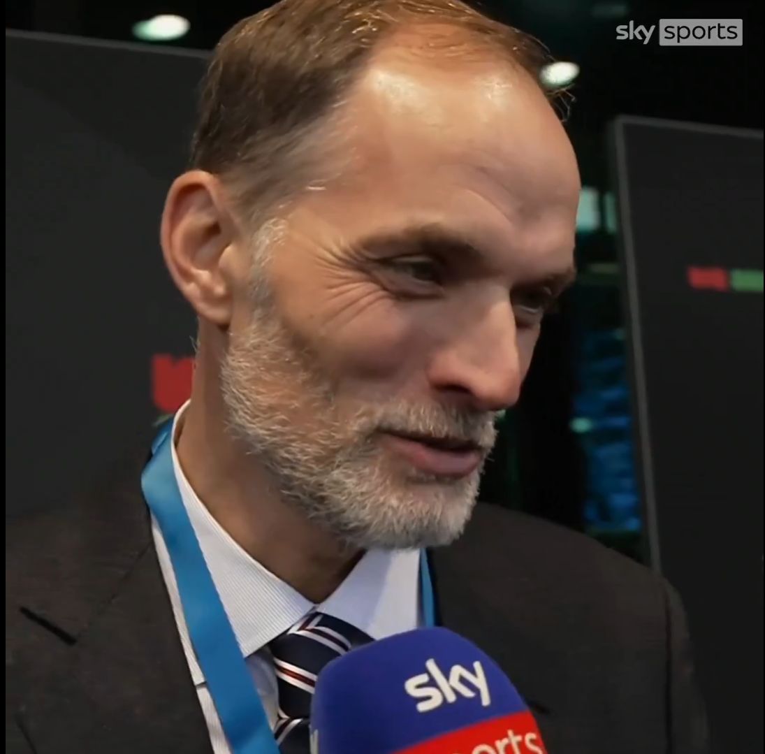 Thomas Tuchel speaking at the World Cup group draw.