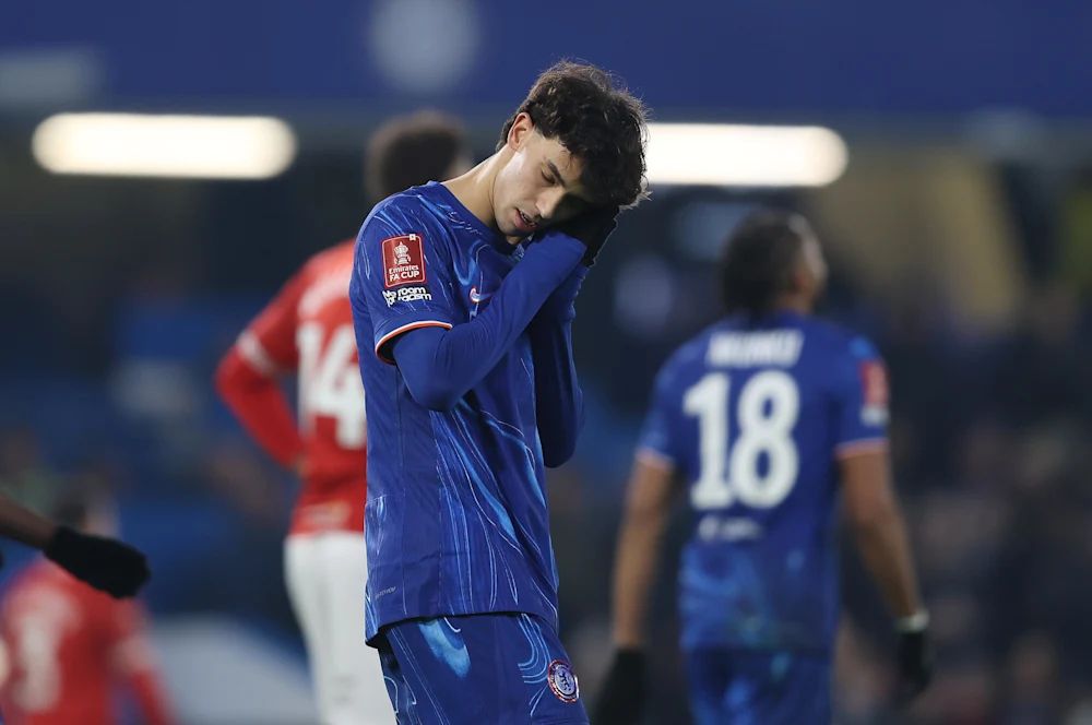 Joao Felix celebrates after FA Cup goal. (Photo by Darren Walsh/Chelsea FC)