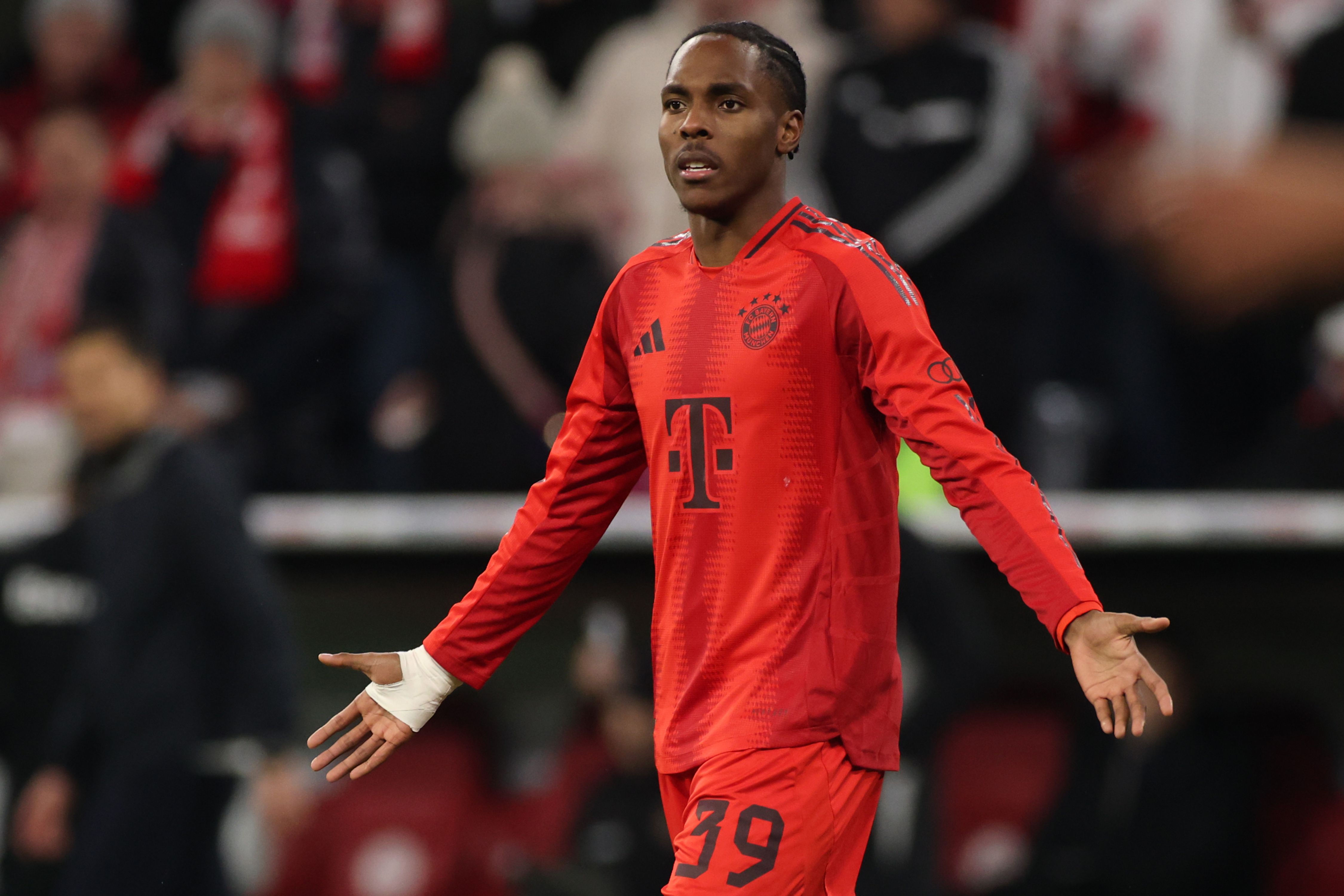 Mathys Tel in action for Bayern Munich. (Photo by Alex Grimm/Getty Images)