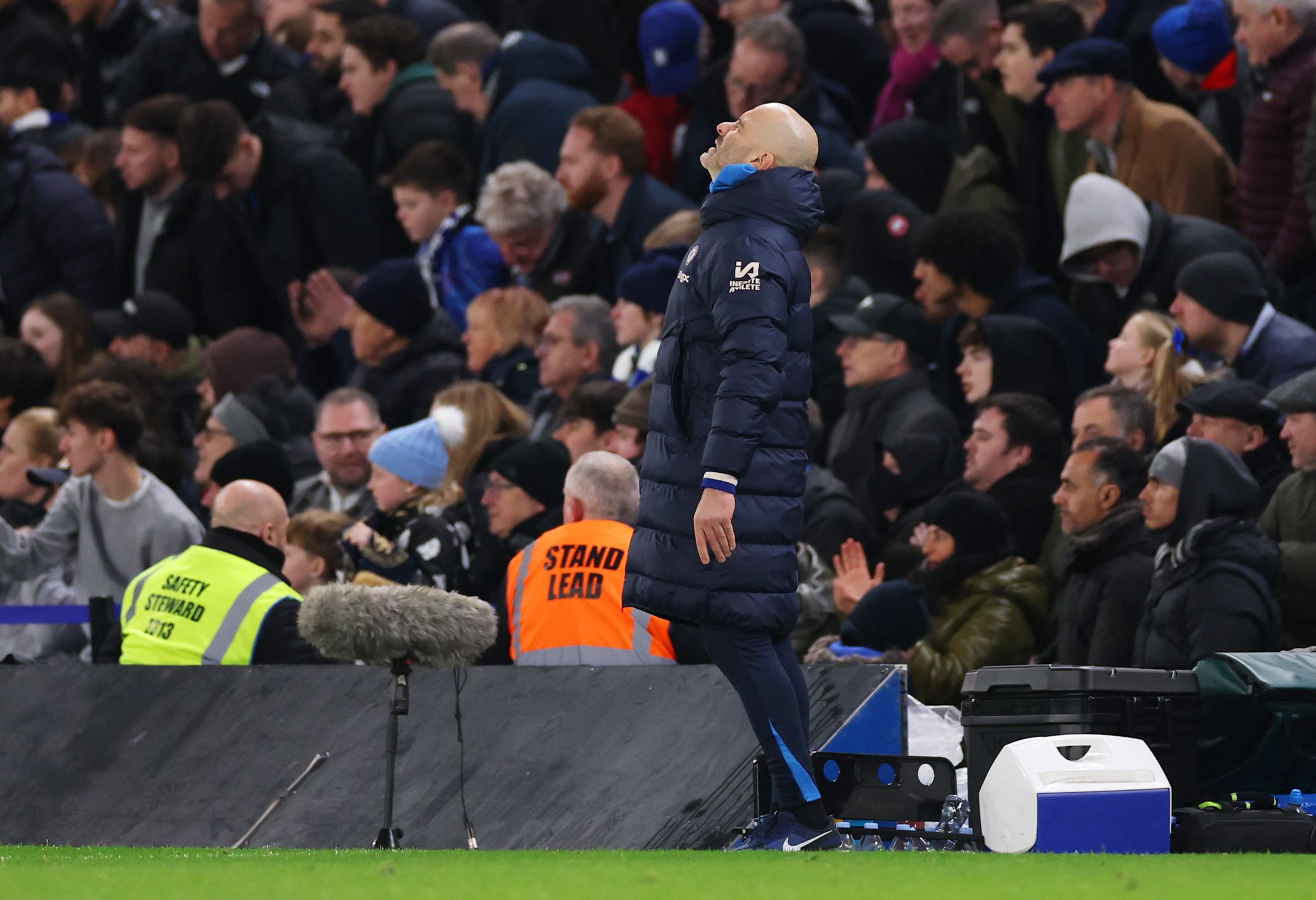 Enzo Maresca on the touchline at Stamford Bridge. (Photo by Ryan Pierse/Getty Images)