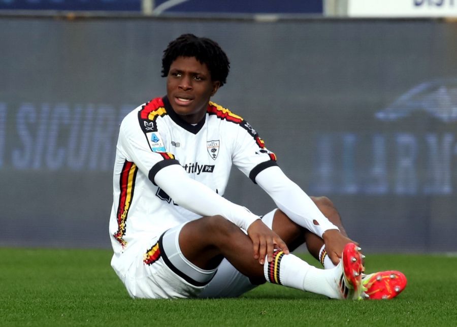 Patrick Dorgu playing for Lecce. (Photo by Enrico Locci/Getty Images)