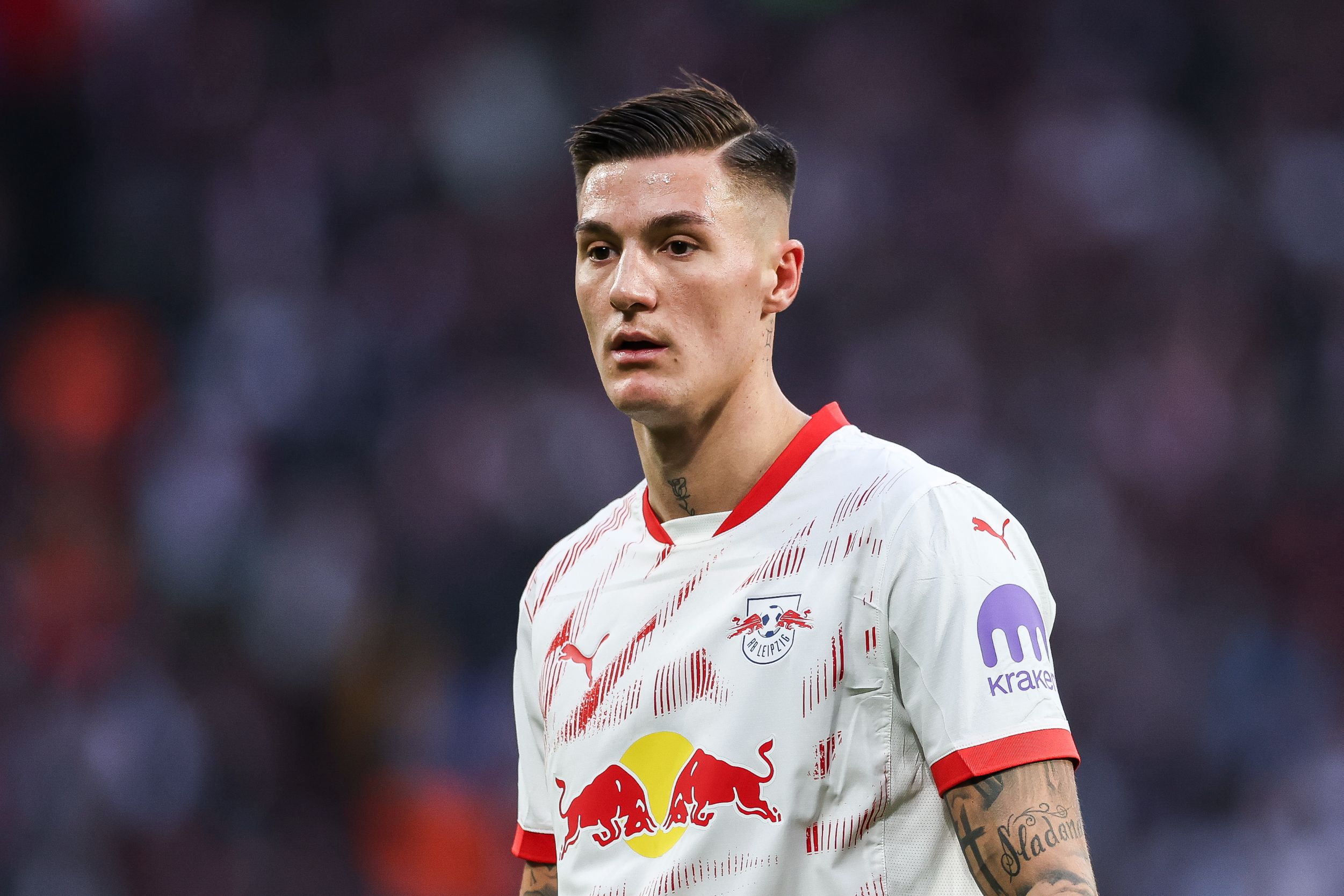 Benjamin Sesko in action for RB Leipzig. (Photo by Maja Hitij/Getty Images)