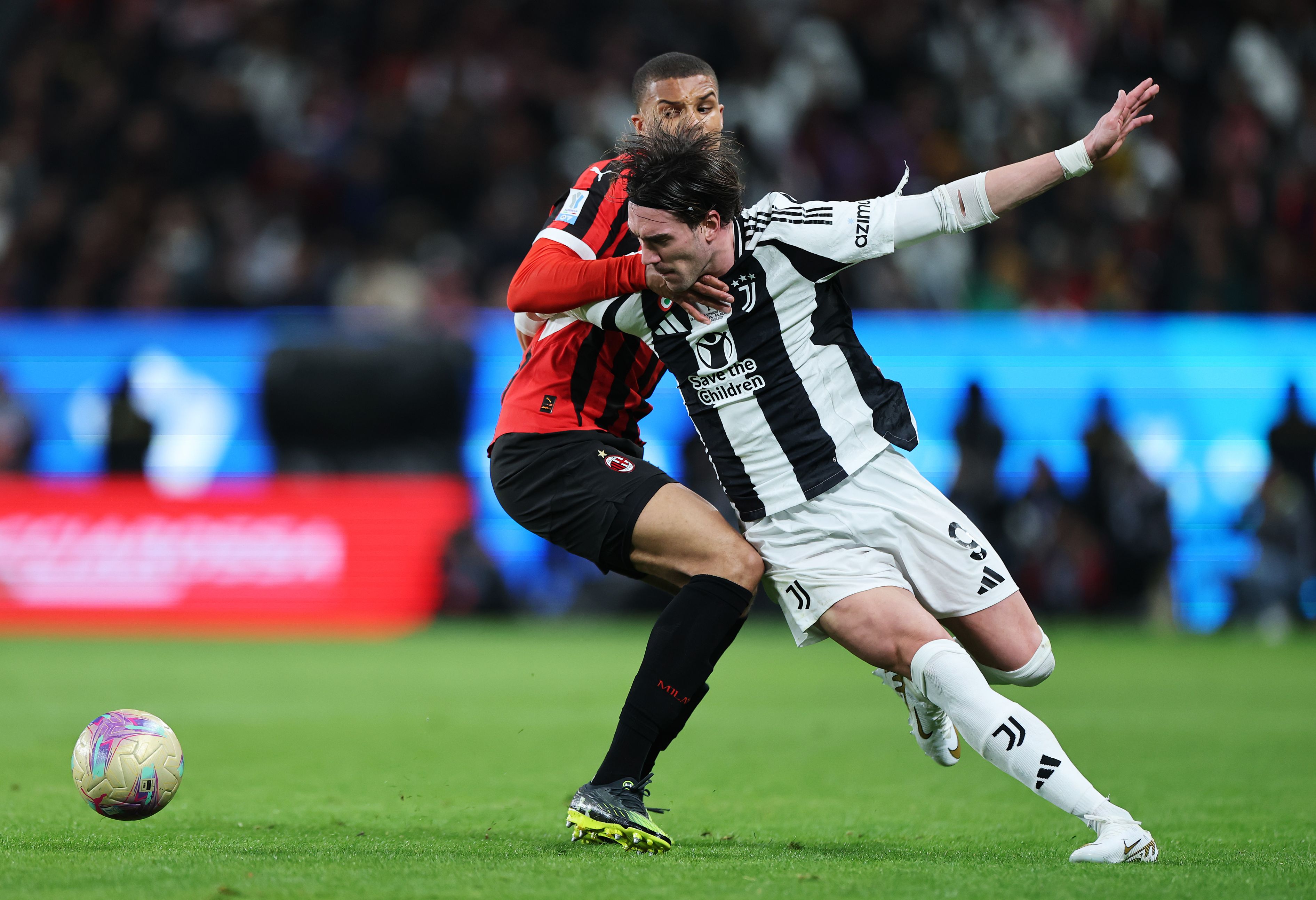 Dusan Vlahovic in action for Juventus. (Photo by Abdullah Ahmed/Getty Images)