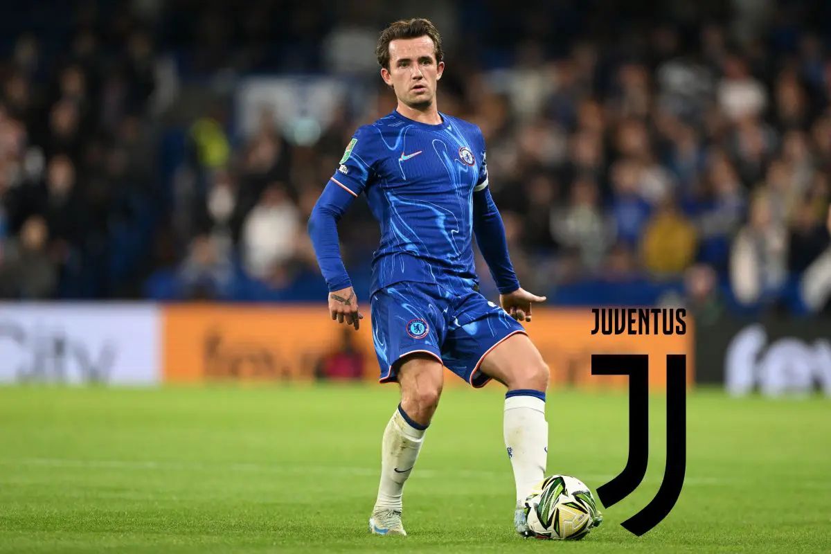 Ben Chilwell with a Juventus logo. (Photo by Mike Hewitt/Getty Images)