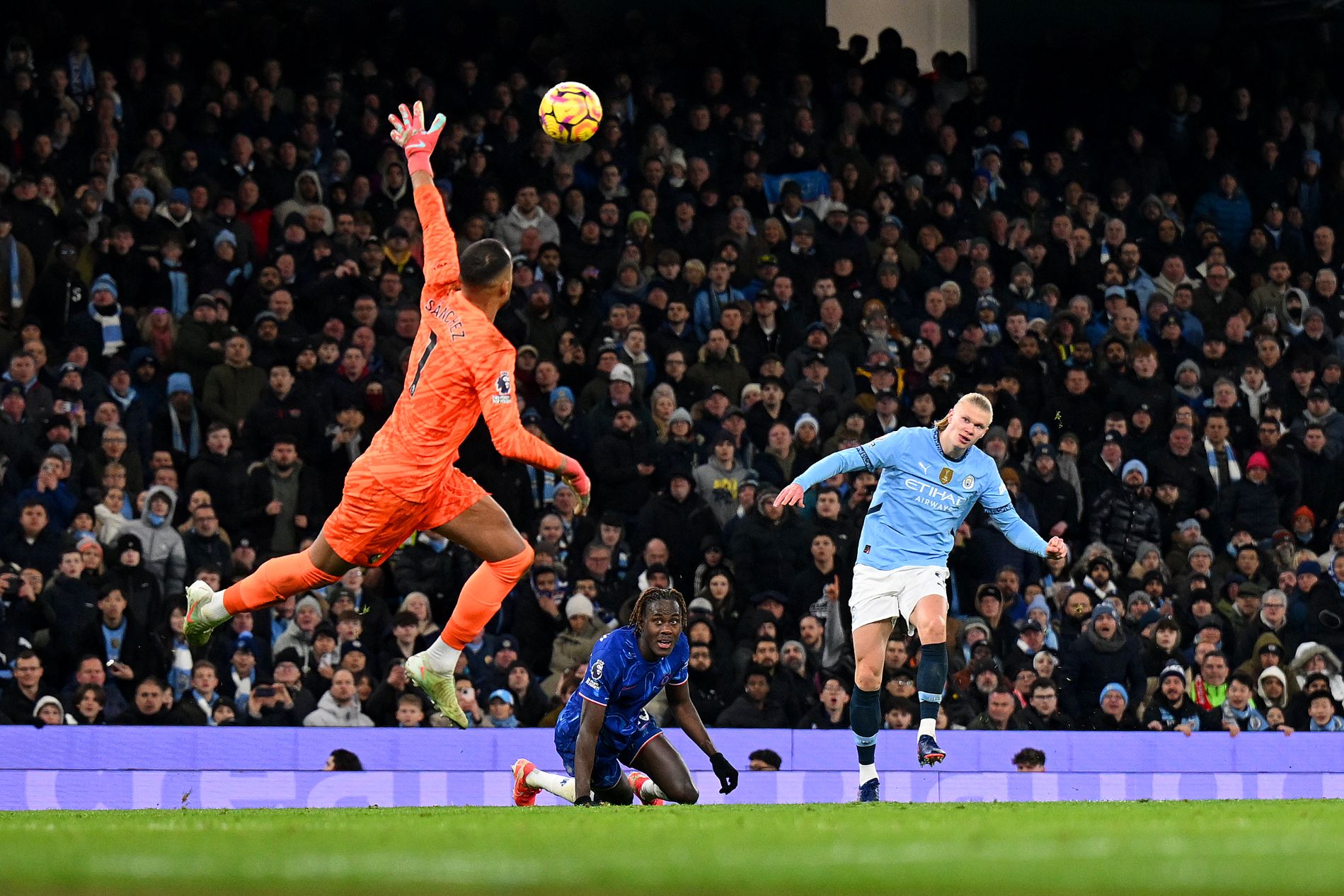 Robert Sanchez lobbed by Erling Haaland.