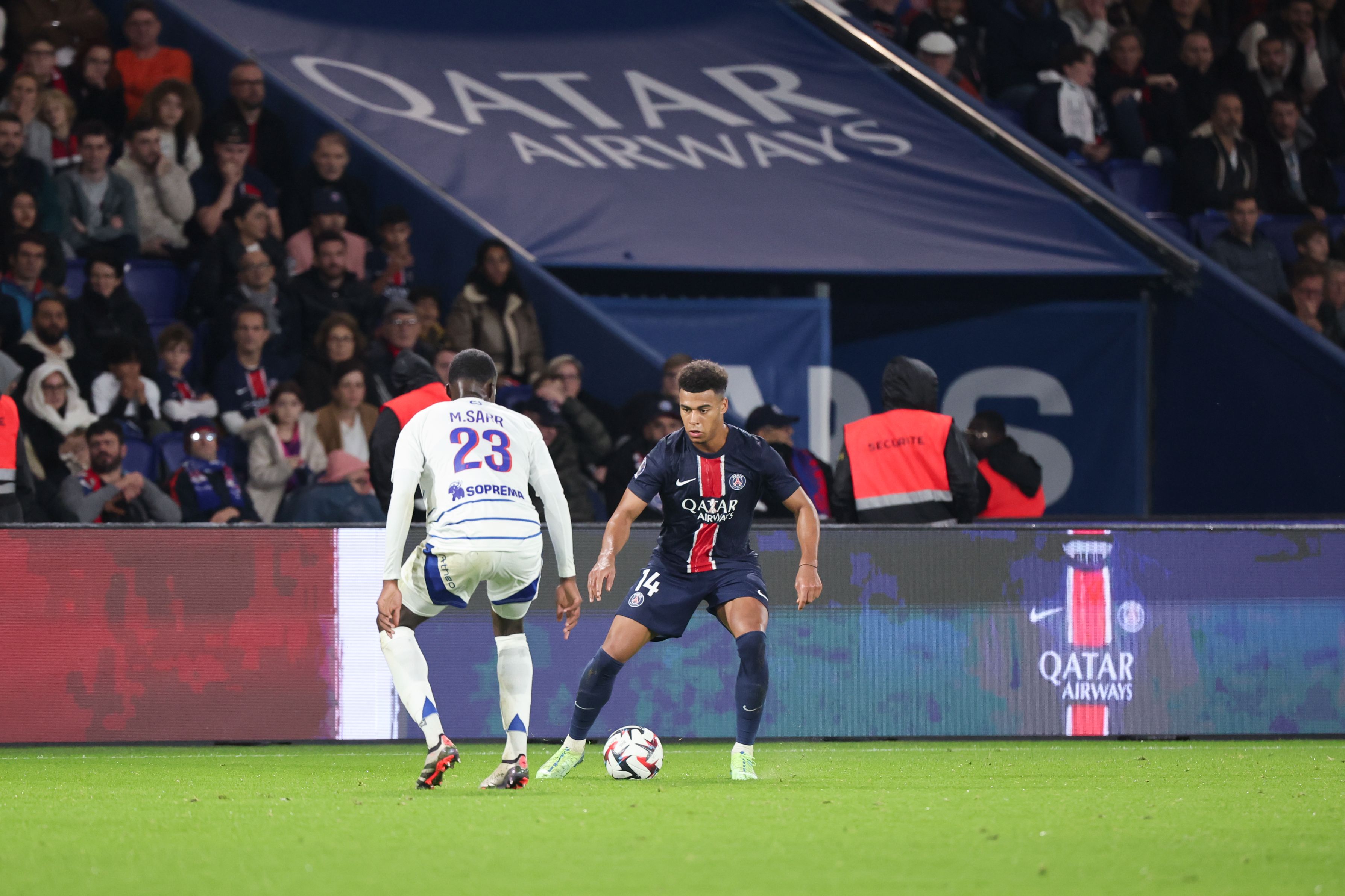 Mamadou Sarr in action against Paris Saint Germain.