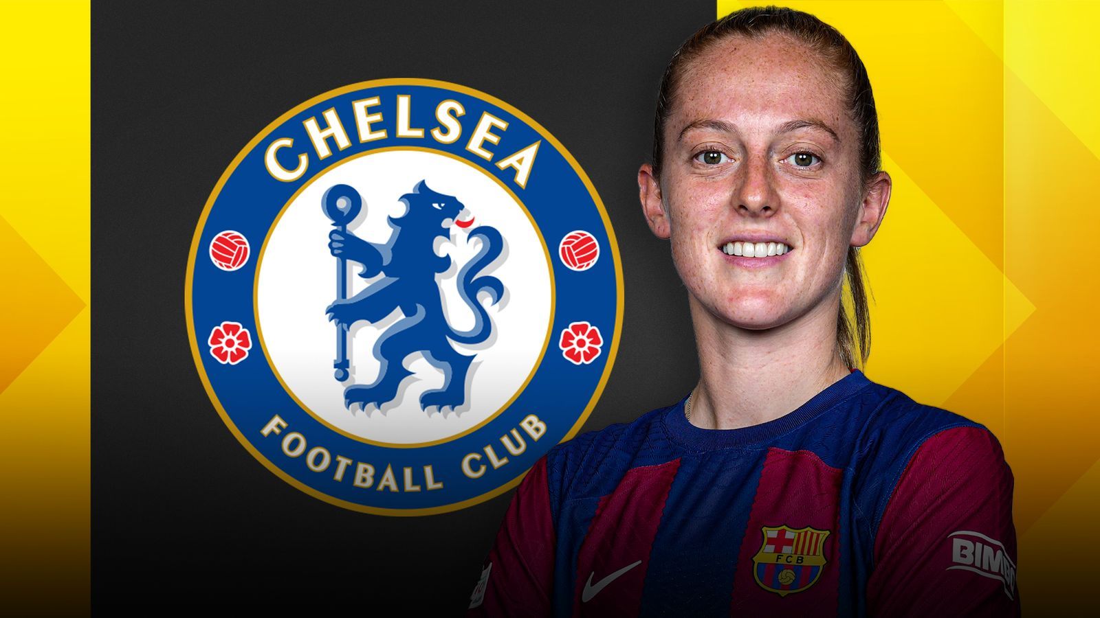 Keira Walsh with a Chelsea logo.