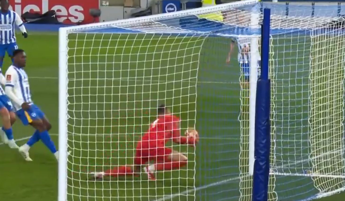 Brighton keeper makes an error.