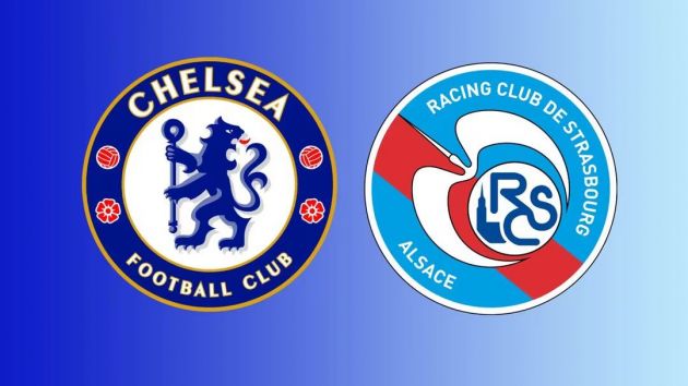 Chelsea and Strasbourg logo in a montage.