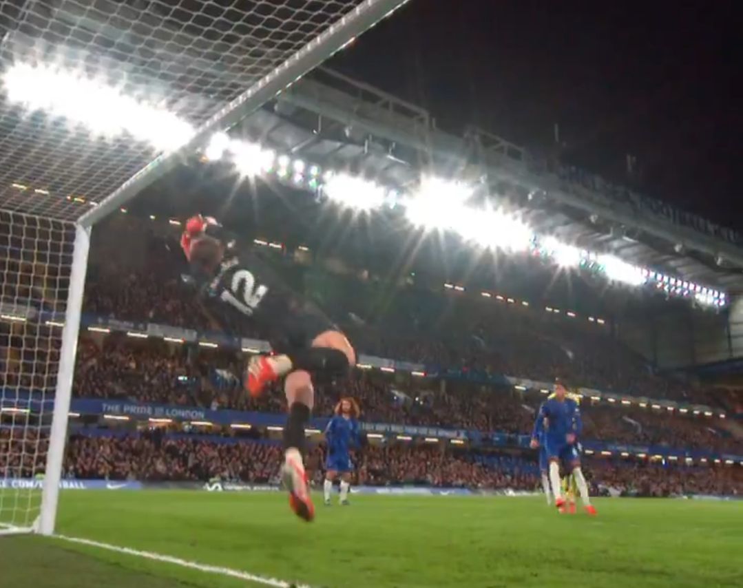 Filip Jorgensen saves a goalbound header.