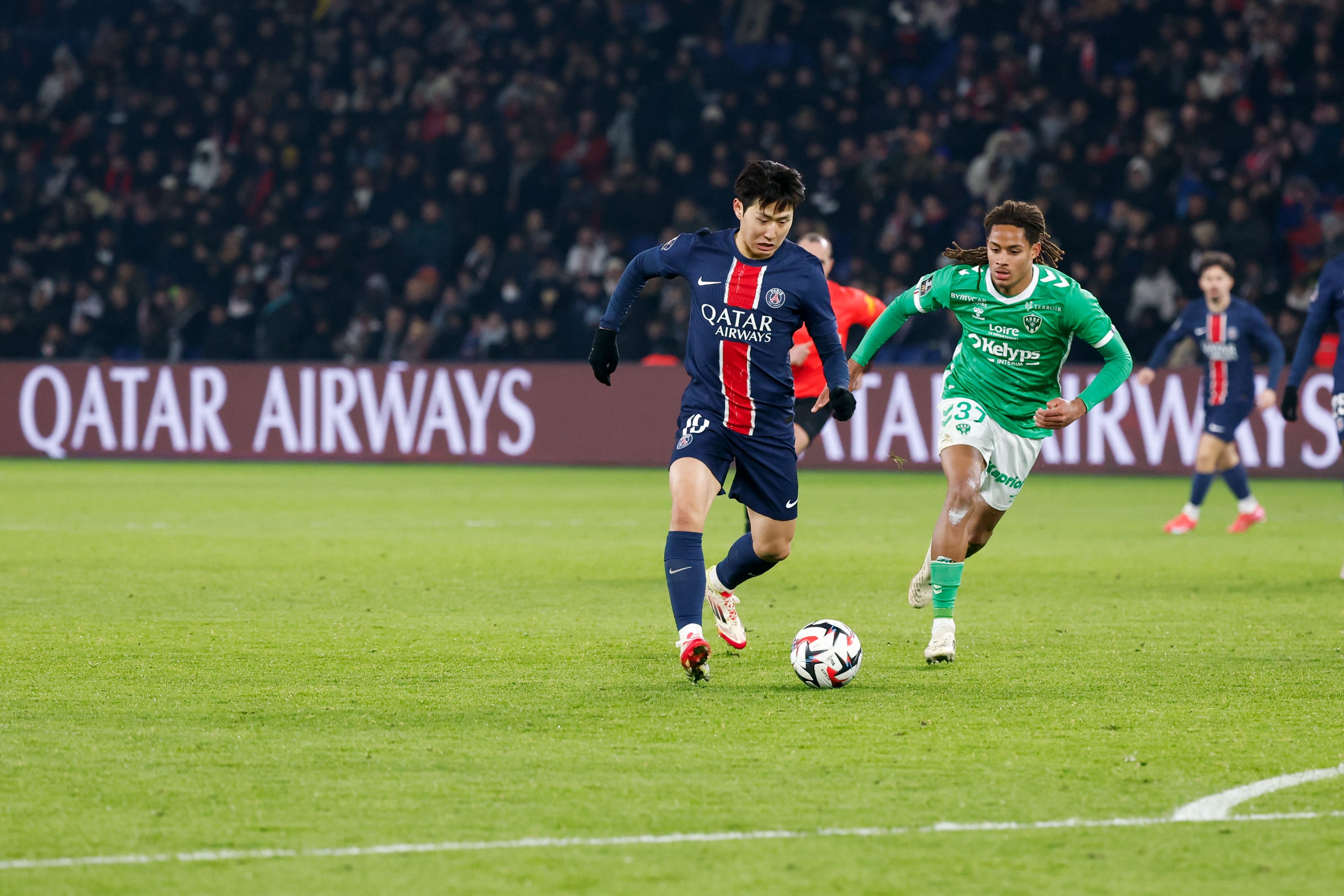 Mathis Amougou in action for St Etienne.