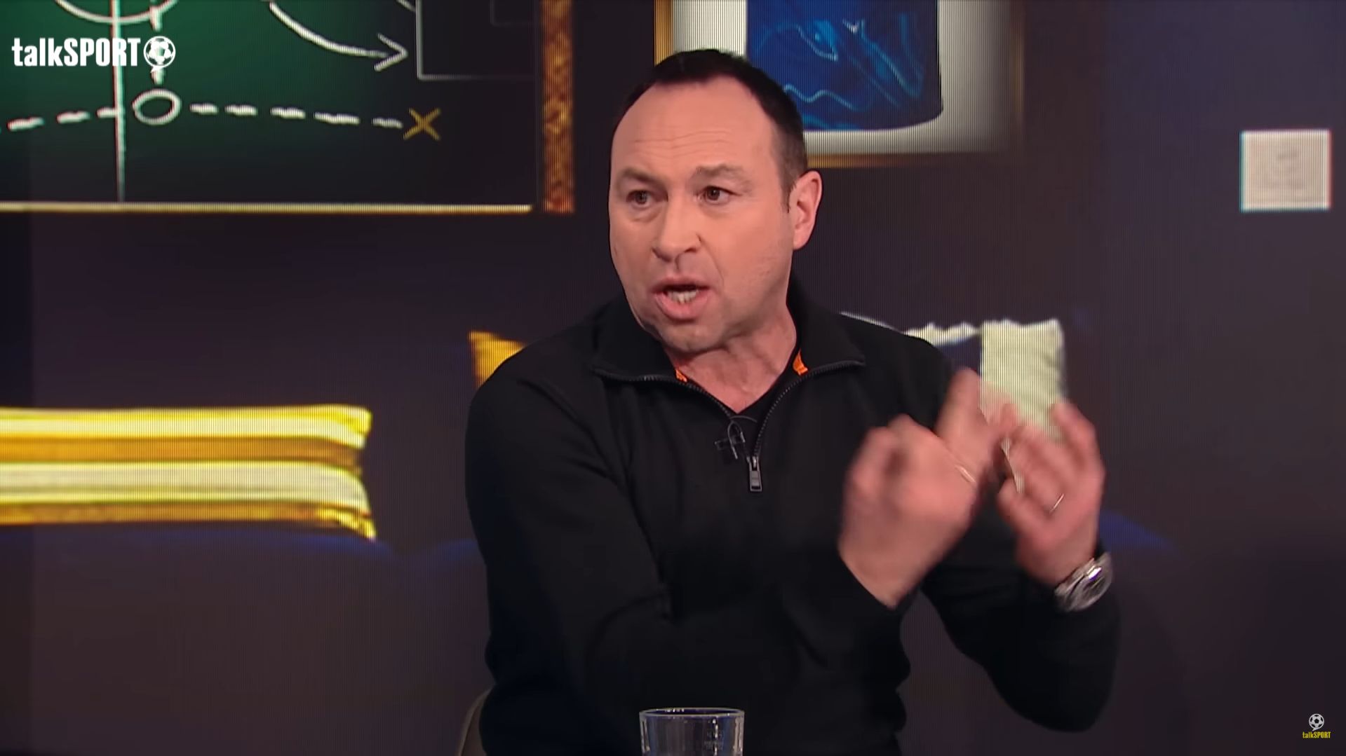 Jason Cundy gesticulates about Reece James' position.