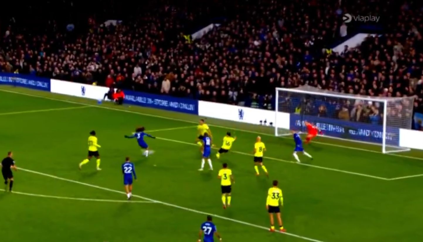 Marc Cucurella slams in Chelsea's fourth goal.