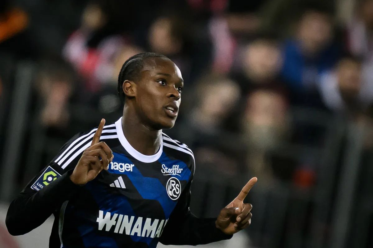 Emanuel Emegha celebrates a goal