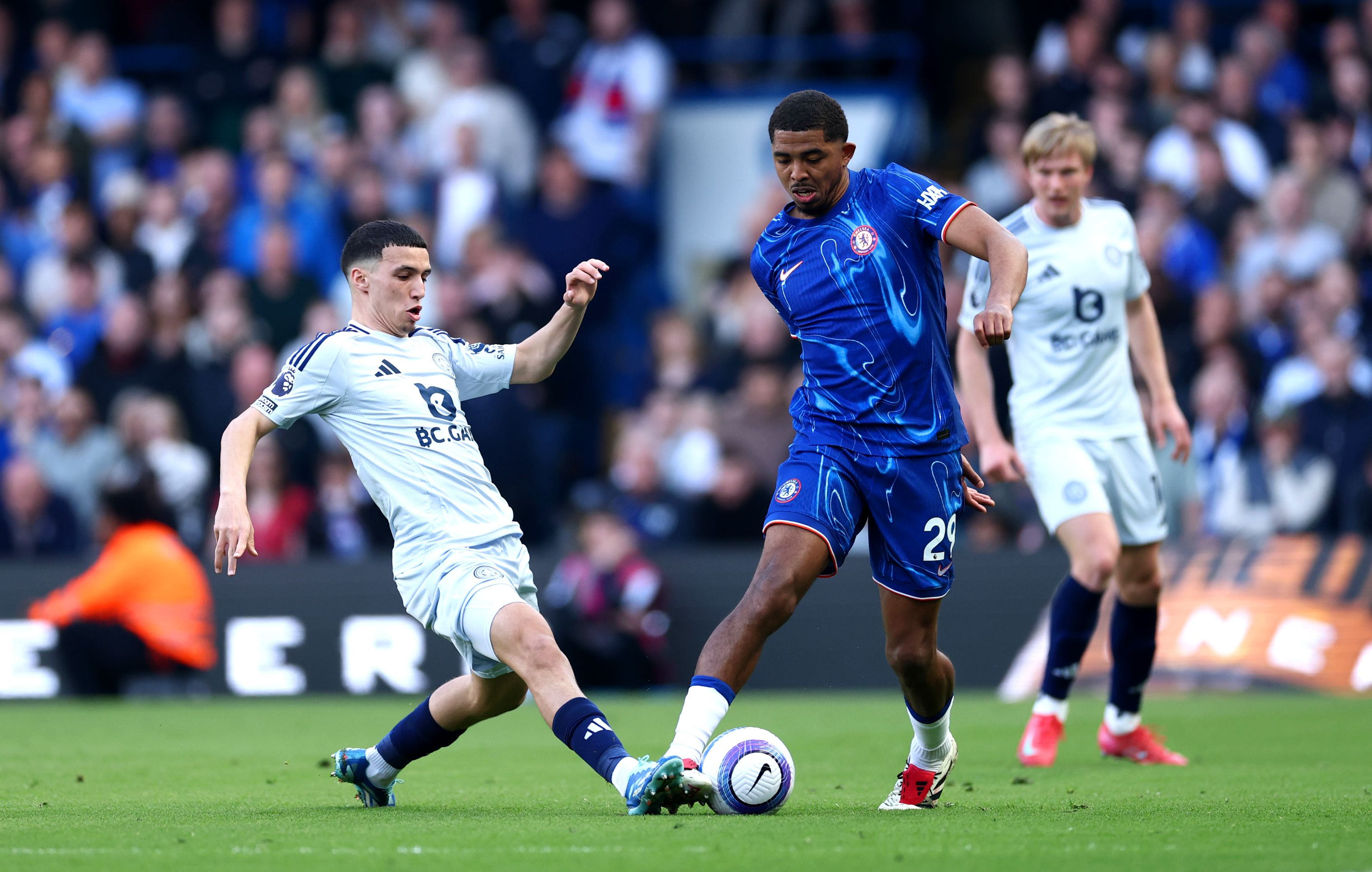 Wesley Fofana surges forward.