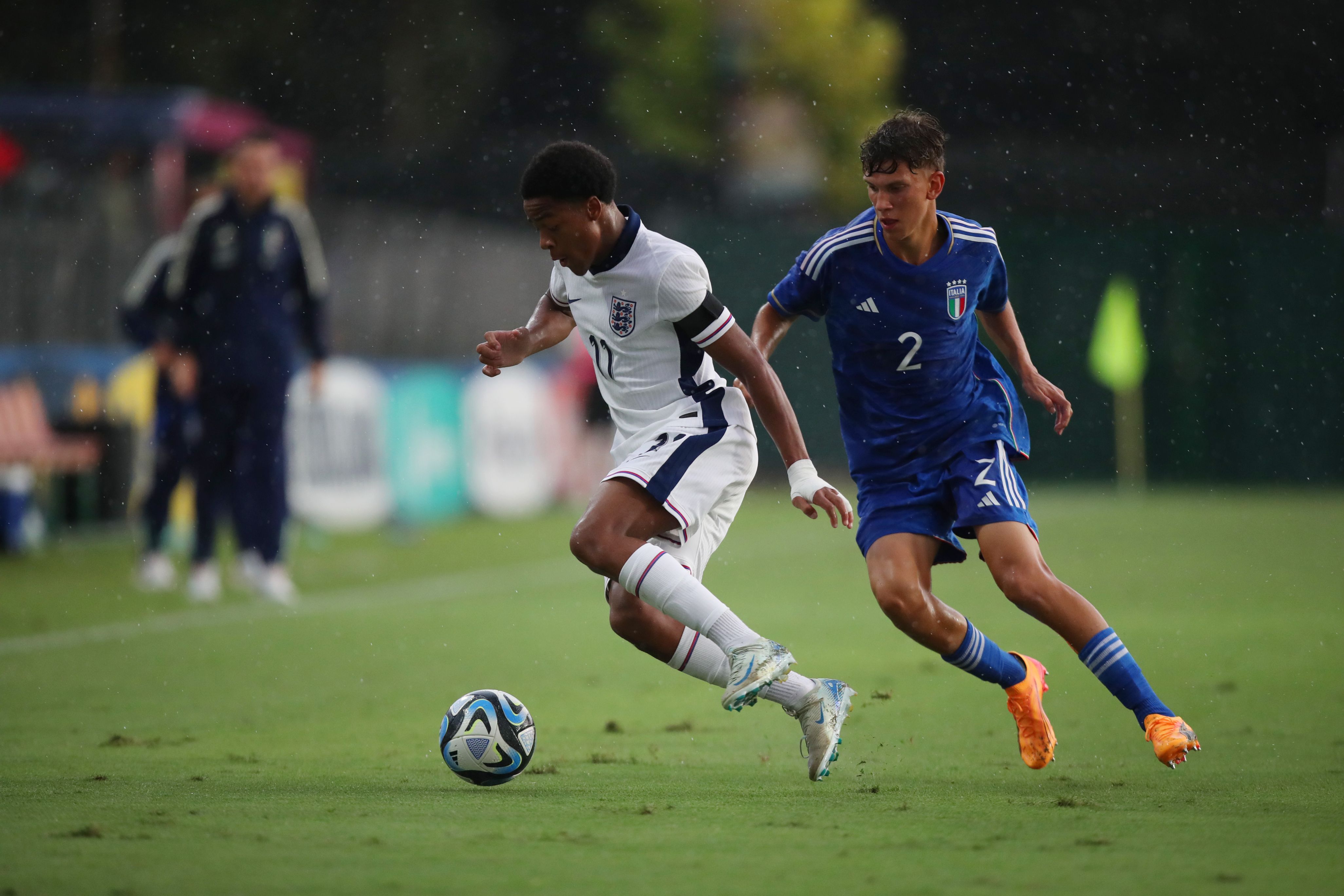 Ryan Kavuma-Mcqueen in action for England under-16's.