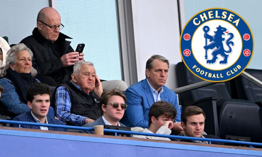 Todd Boehly, co-owner and Chairman of Chelsea, looks on from the stands.