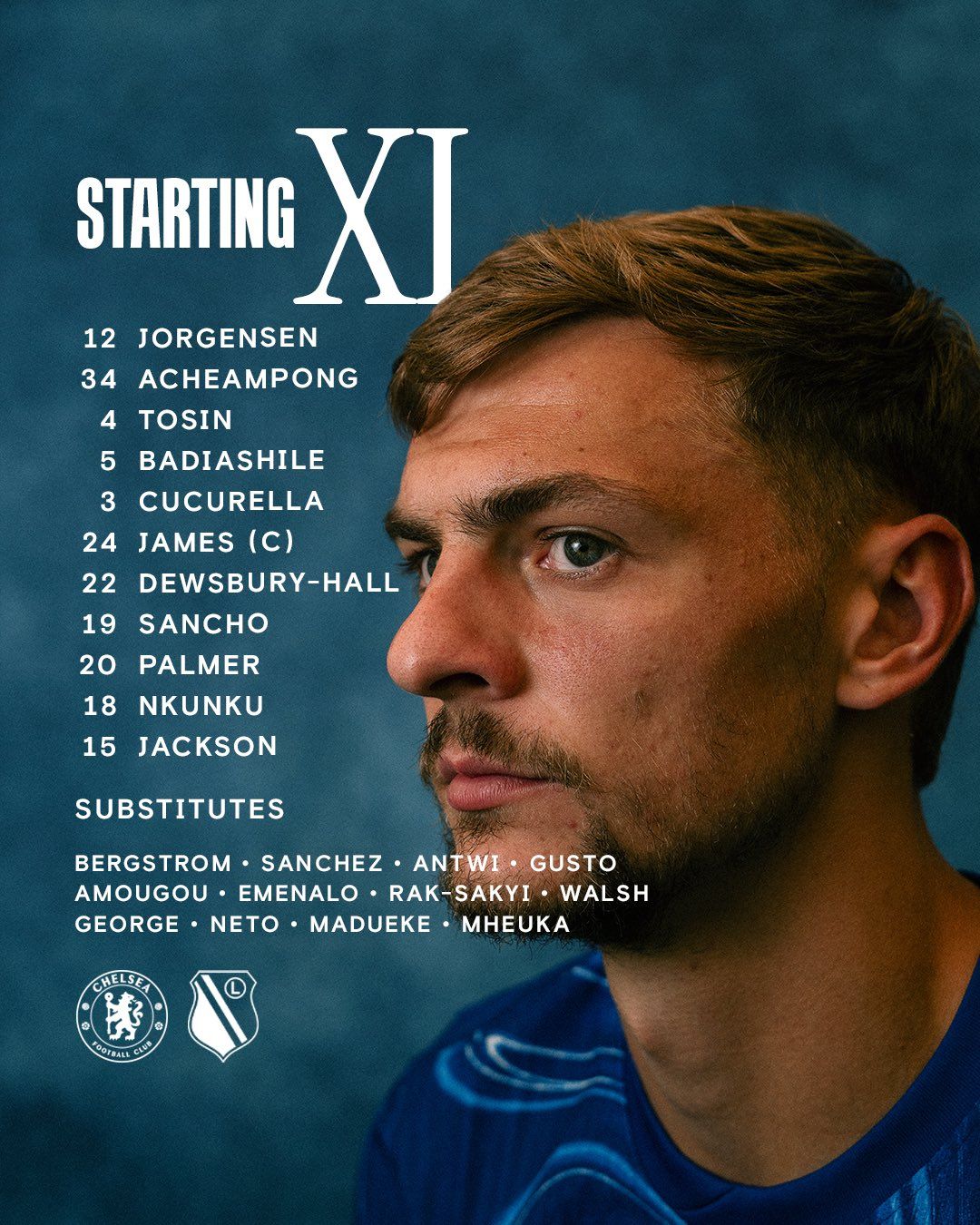 Chelsea's strangely strong team to face Legia Warsaw.