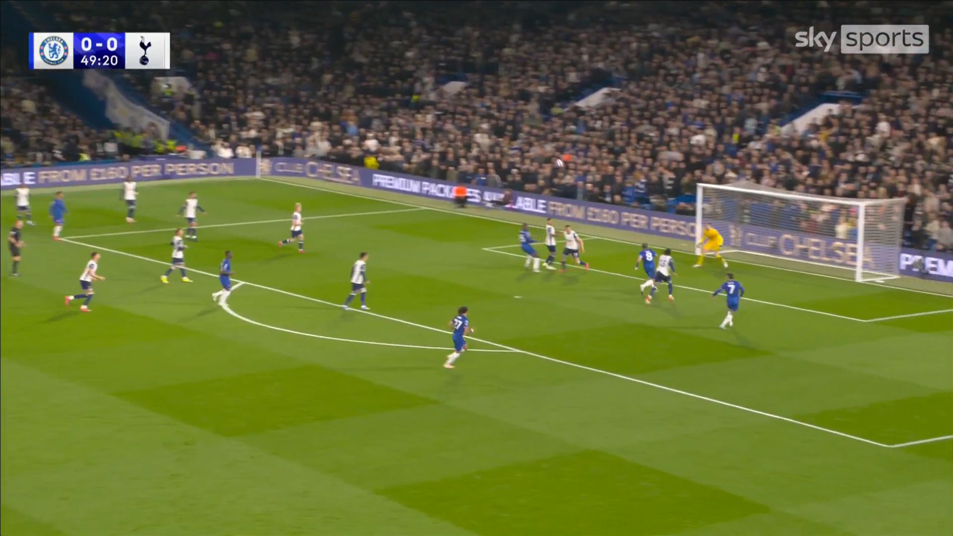 Enzo Fernandez rises to head in against Tottenham.