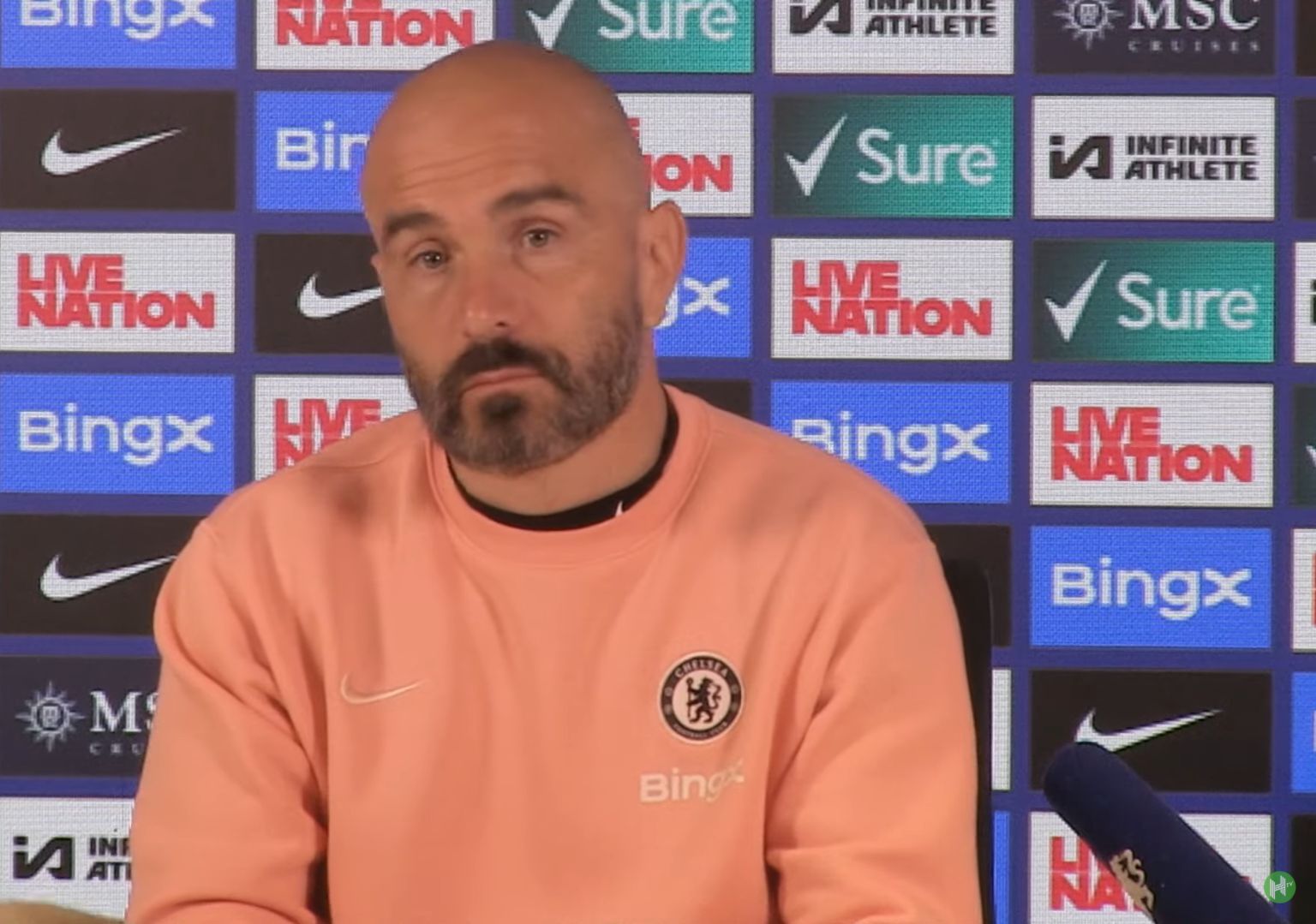 Enzo Maresca reacts to Chelsea draw.