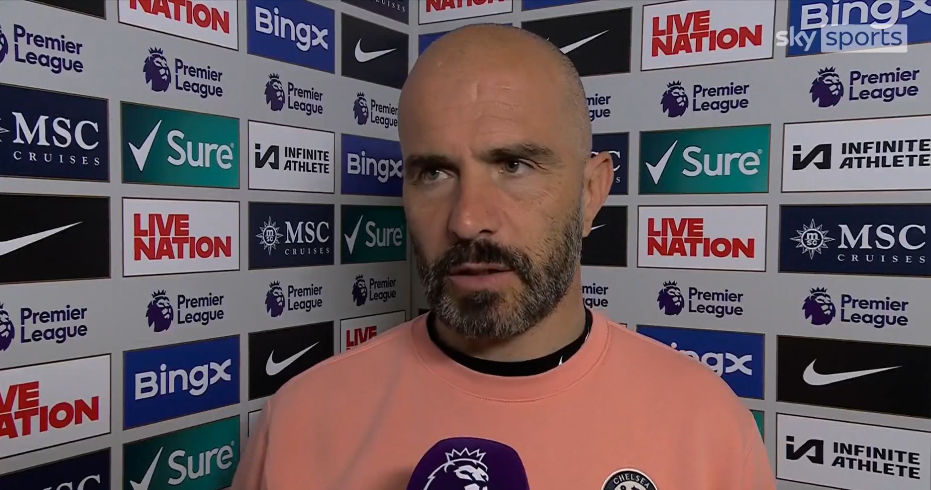 Enzo Maresca speaks to the Sky Sports cameras.