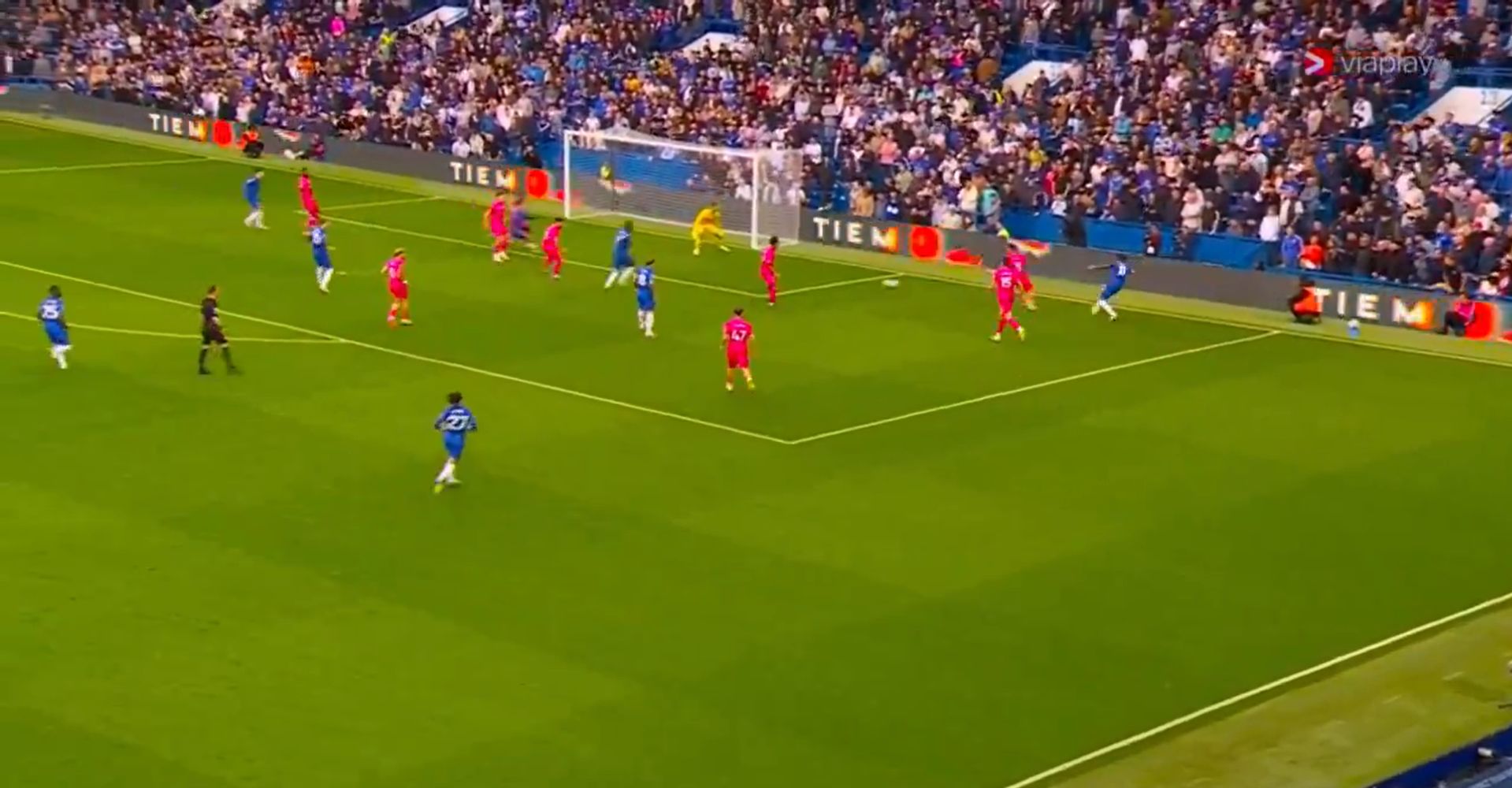 Noni Madueke drives to the byline against Ipswich.