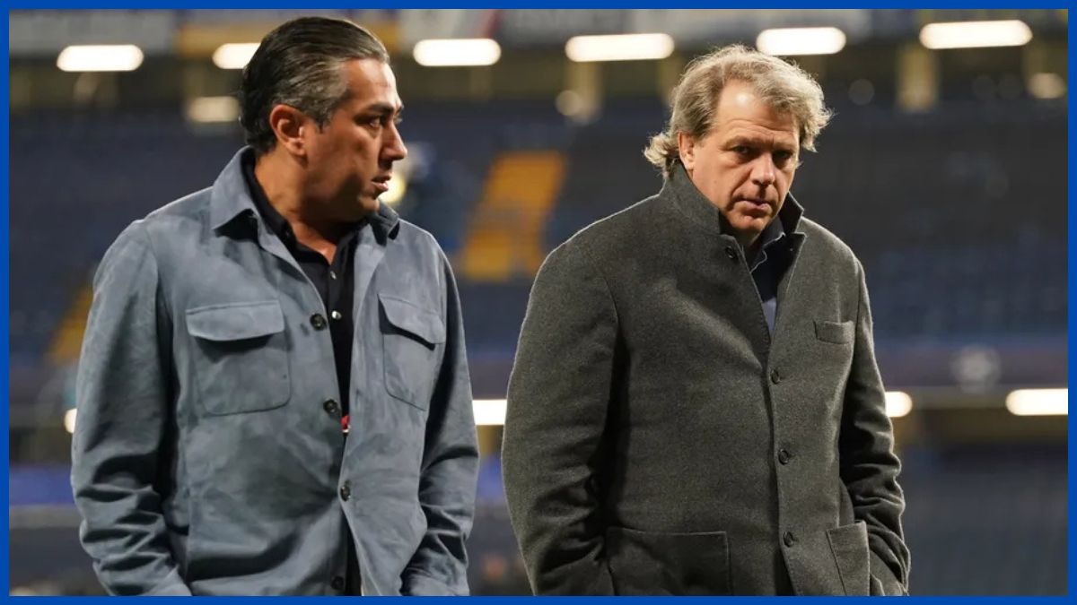 Todd Boehly and Behdad Eghbali at Stamford Bridge. (Photo by Nick Potts/PA Images via Getty Images)