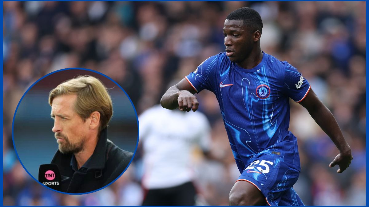 Peter Crouch inlaid on Moises Caicedo.