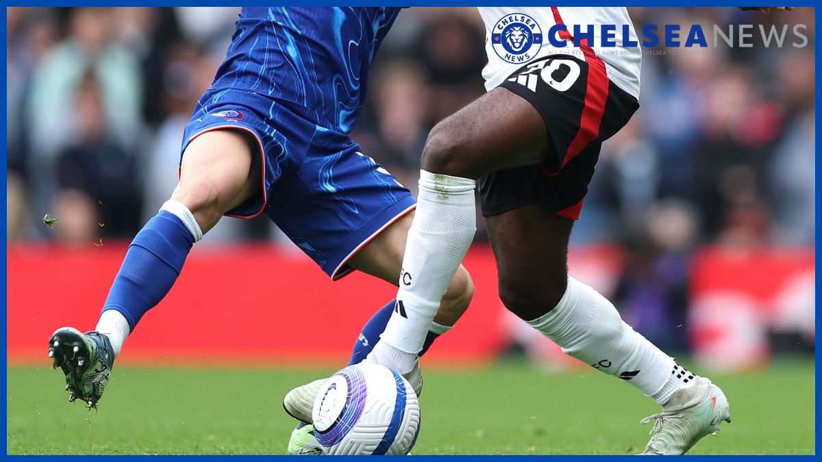 Marc Cucurella's legs with a Chelsea news logo.