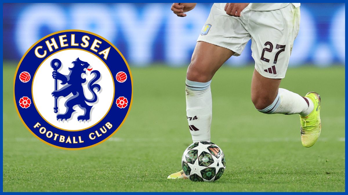 Morgan Rogers with a Chelsea logo.