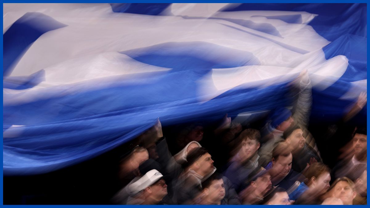 A floating Chelsea banner.