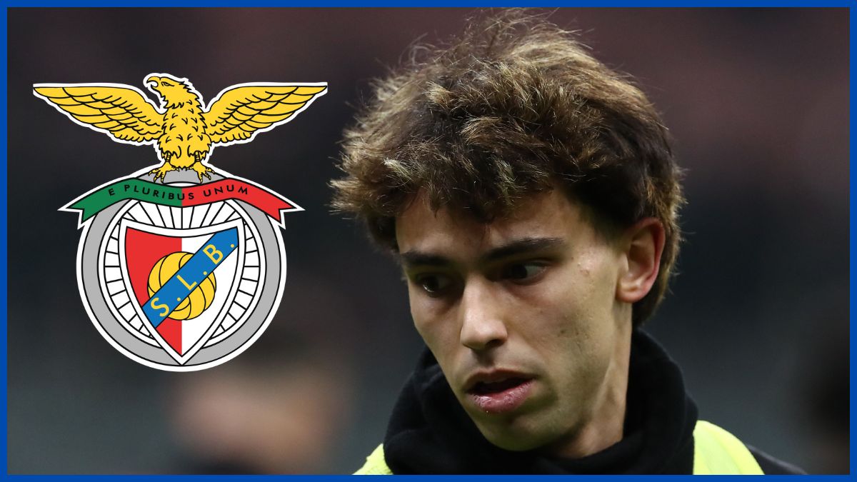 Joao Felix with a Benfica logo.