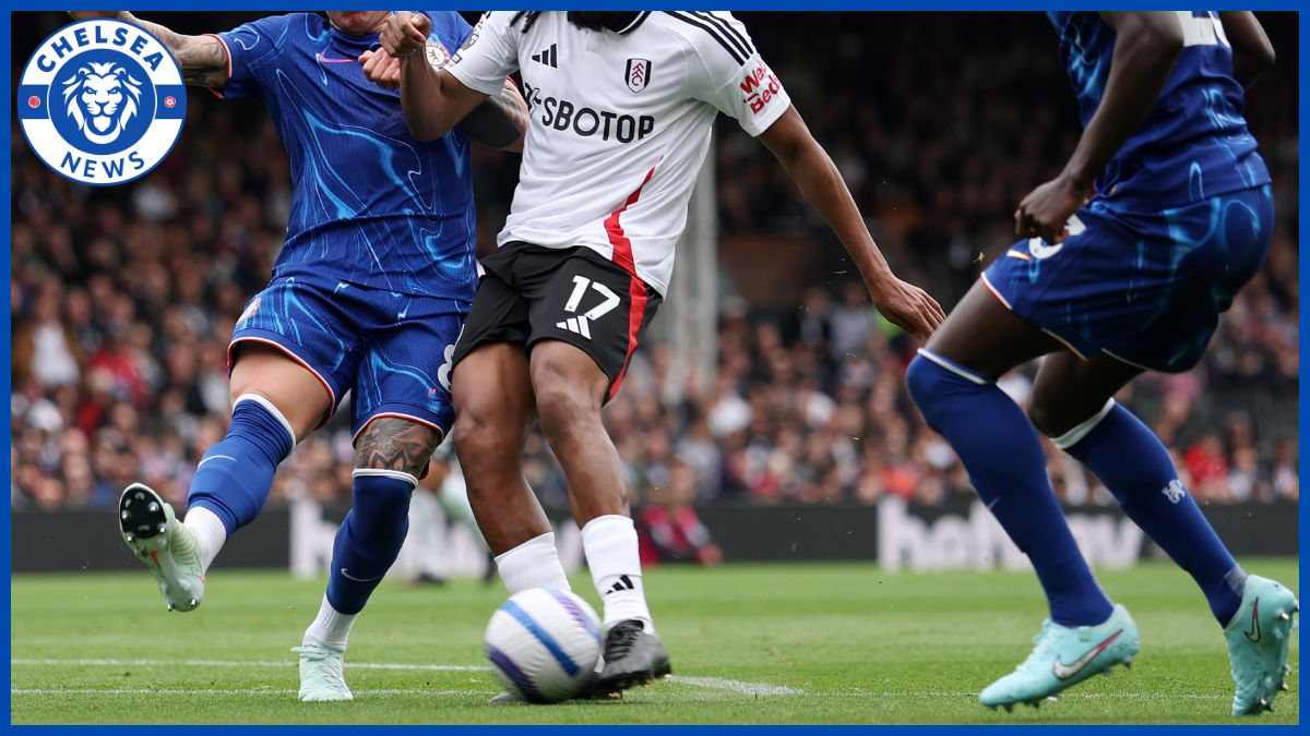 Chelsea players battle for the ball.