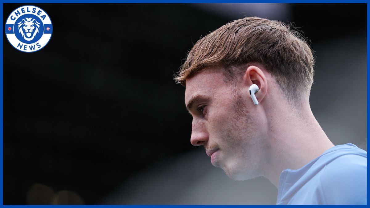 Cole Palmer with a Chelsea news logo.