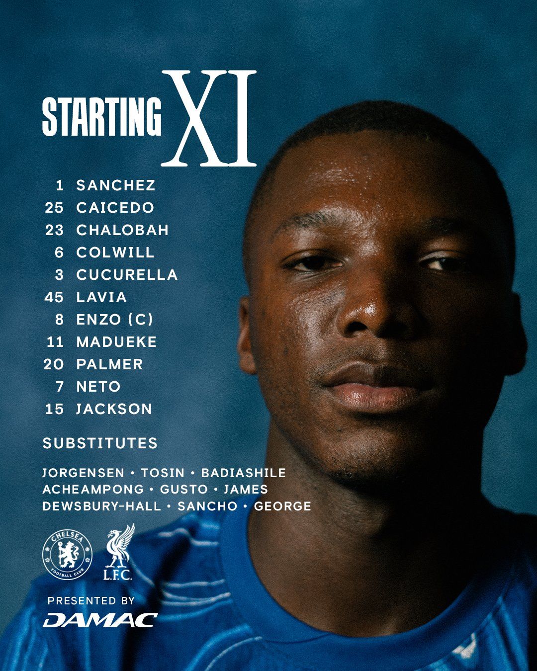 Chelsea's team to face Liverpool.